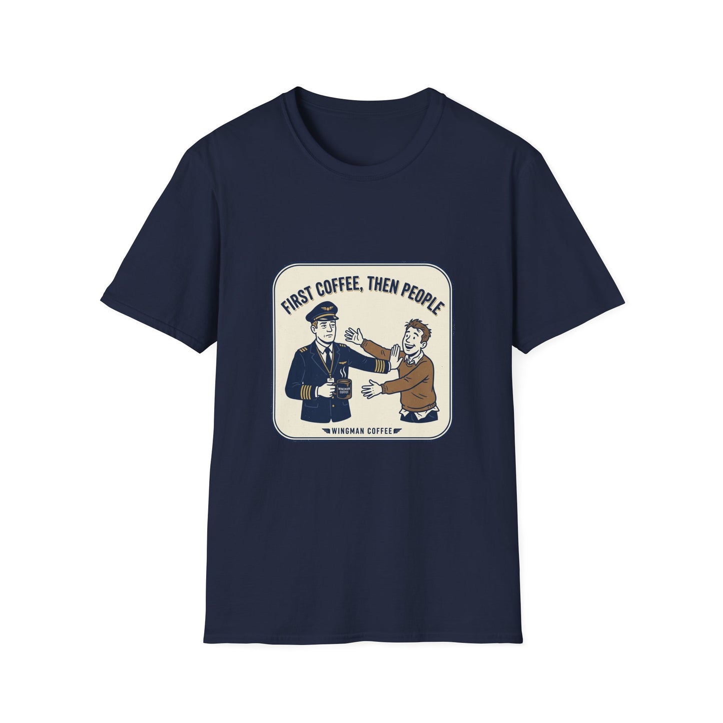 Coffee First T‑Shirt – “First Coffee, Then People” Vintage Coffee Lover Tee