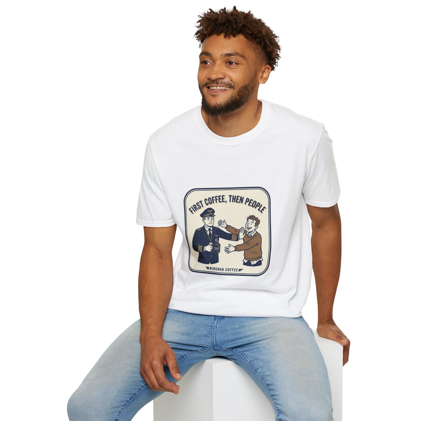 Coffee First T‑Shirt – “First Coffee, Then People” Vintage Coffee Lover Tee