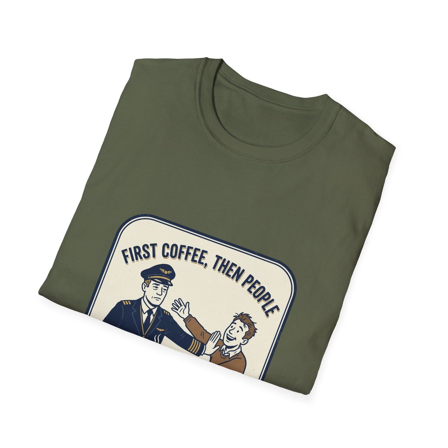 Coffee First T‑Shirt – “First Coffee, Then People” Vintage Coffee Lover Tee