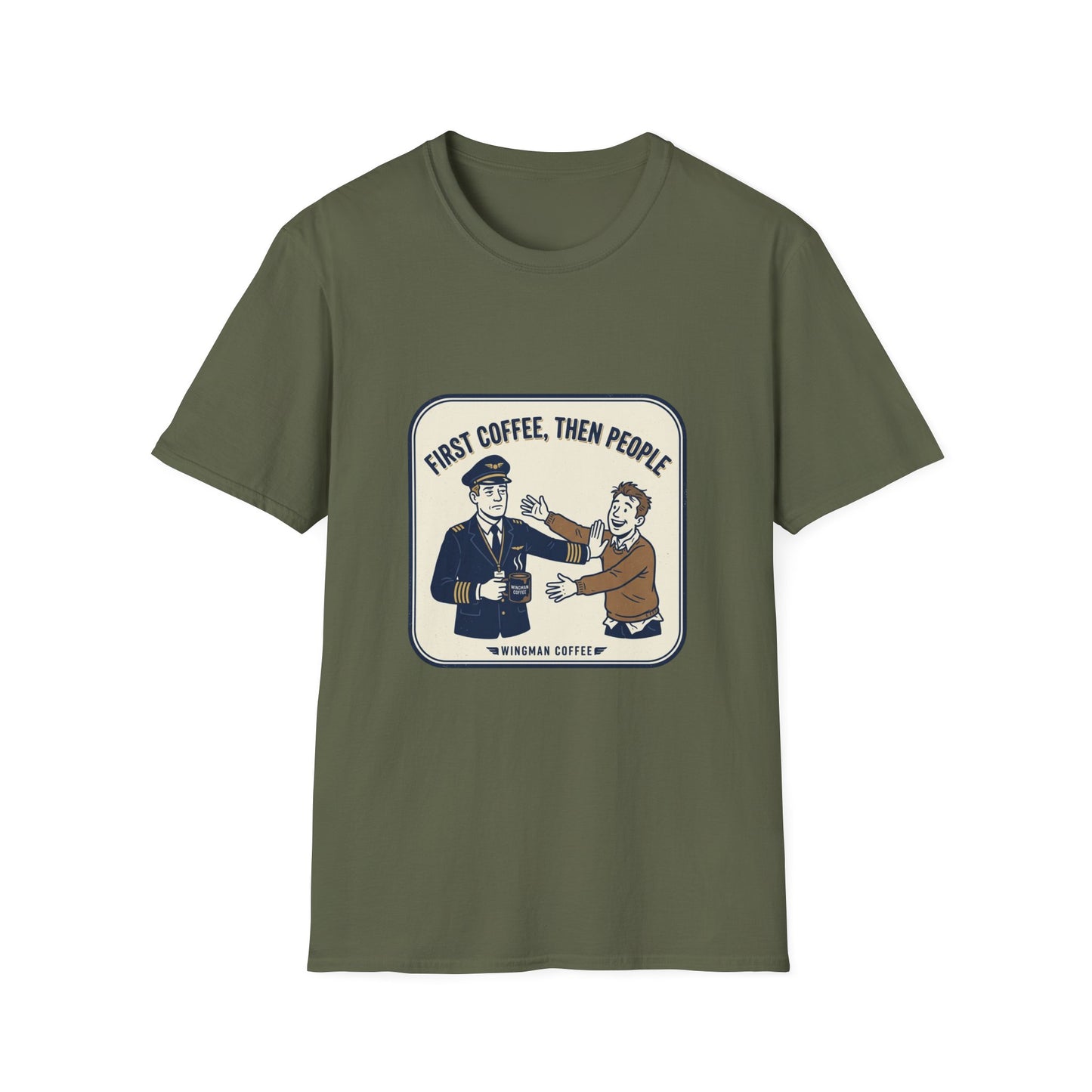 Coffee First T‑Shirt – “First Coffee, Then People” Vintage Coffee Lover Tee