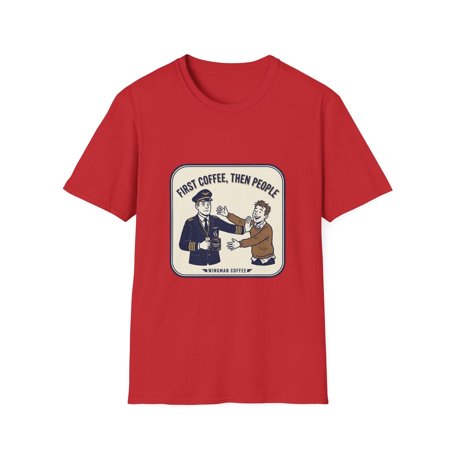 Coffee First T‑Shirt – “First Coffee, Then People” Vintage Coffee Lover Tee