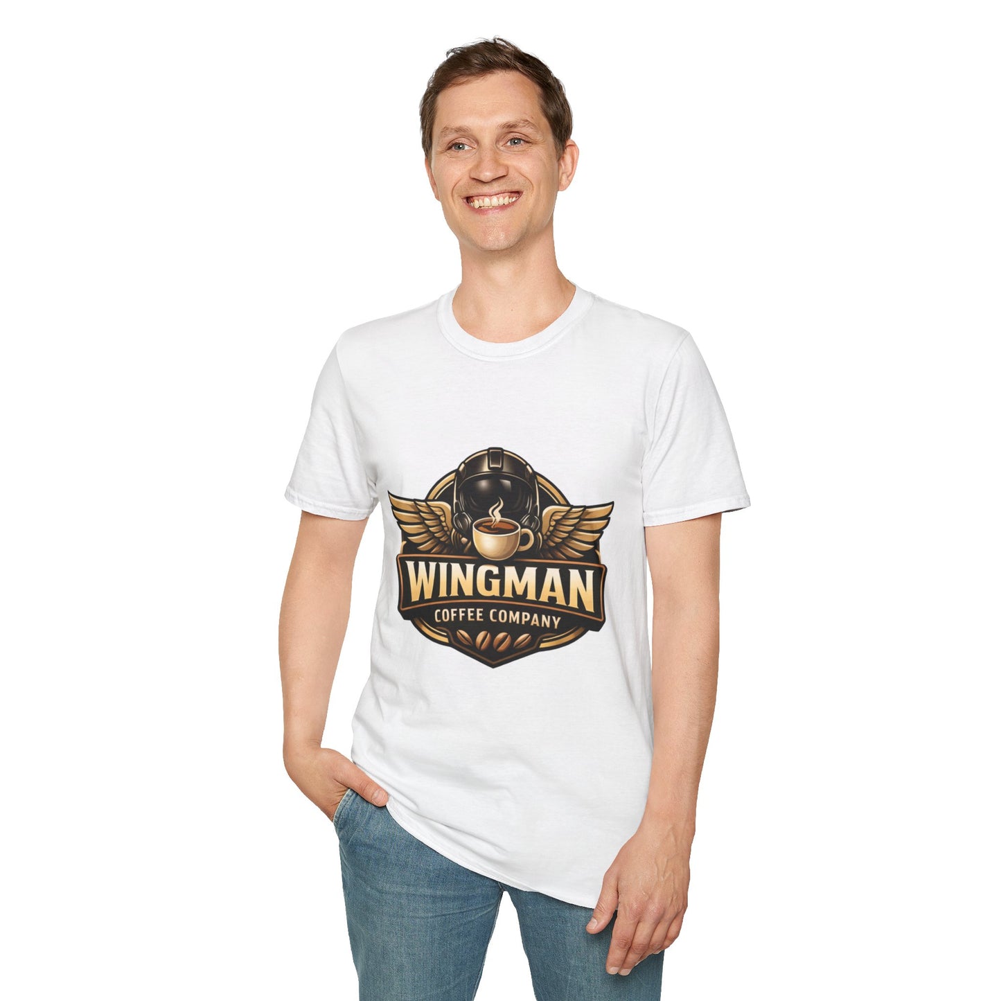 Wingman Coffee Company T-Shirt — Retro Aviation Coffee Logo Tee