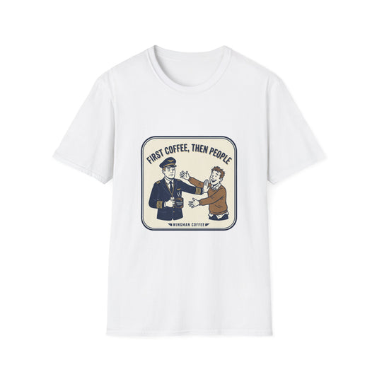 Coffee First T‑Shirt – “First Coffee, Then People” Vintage Coffee Lover Tee