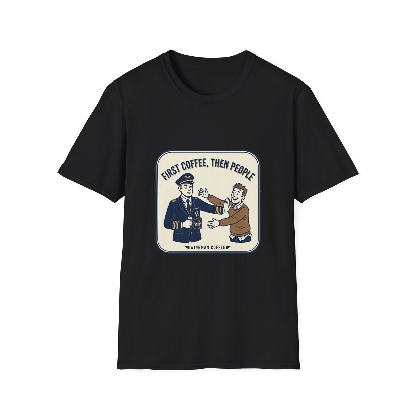 Coffee First T‑Shirt – “First Coffee, Then People” Vintage Coffee Lover Tee
