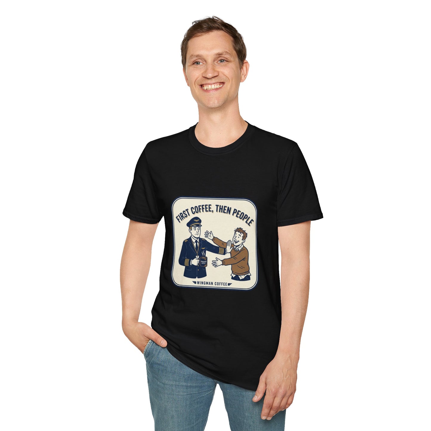Coffee First T‑Shirt – “First Coffee, Then People” Vintage Coffee Lover Tee