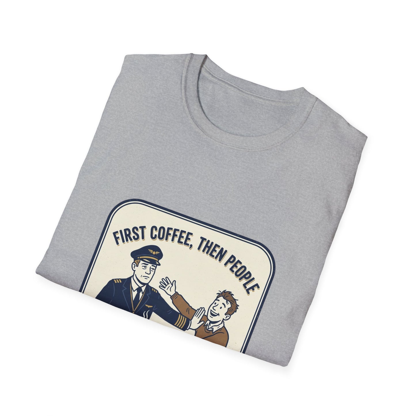 Coffee First T‑Shirt – “First Coffee, Then People” Vintage Coffee Lover Tee