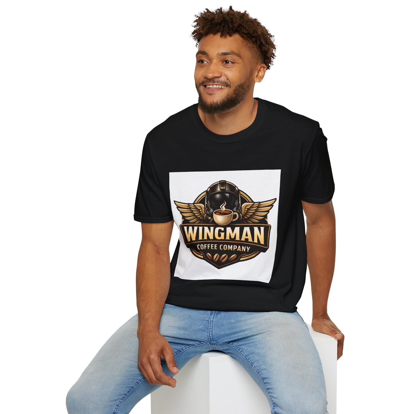 Wingman Coffee Company T-Shirt — Retro Aviation Coffee Logo Tee