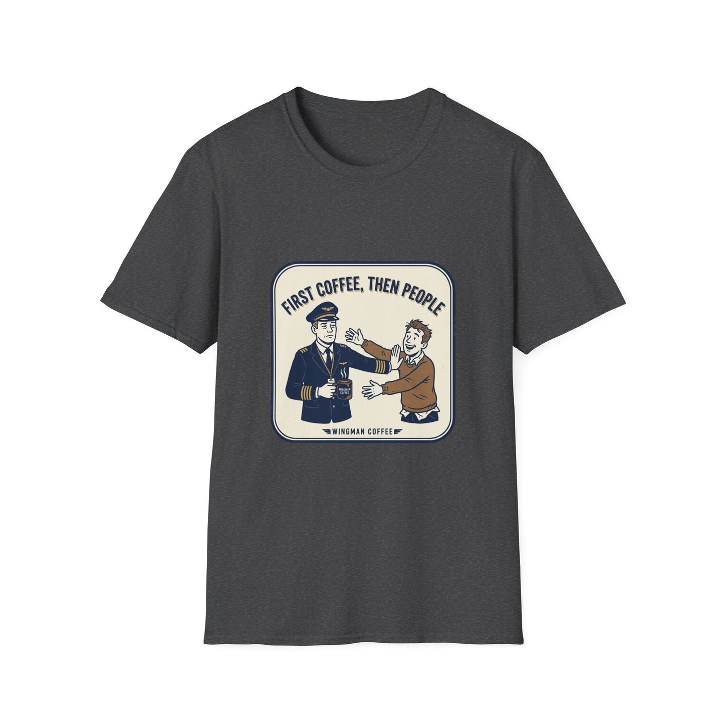Coffee First T‑Shirt – “First Coffee, Then People” Vintage Coffee Lover Tee