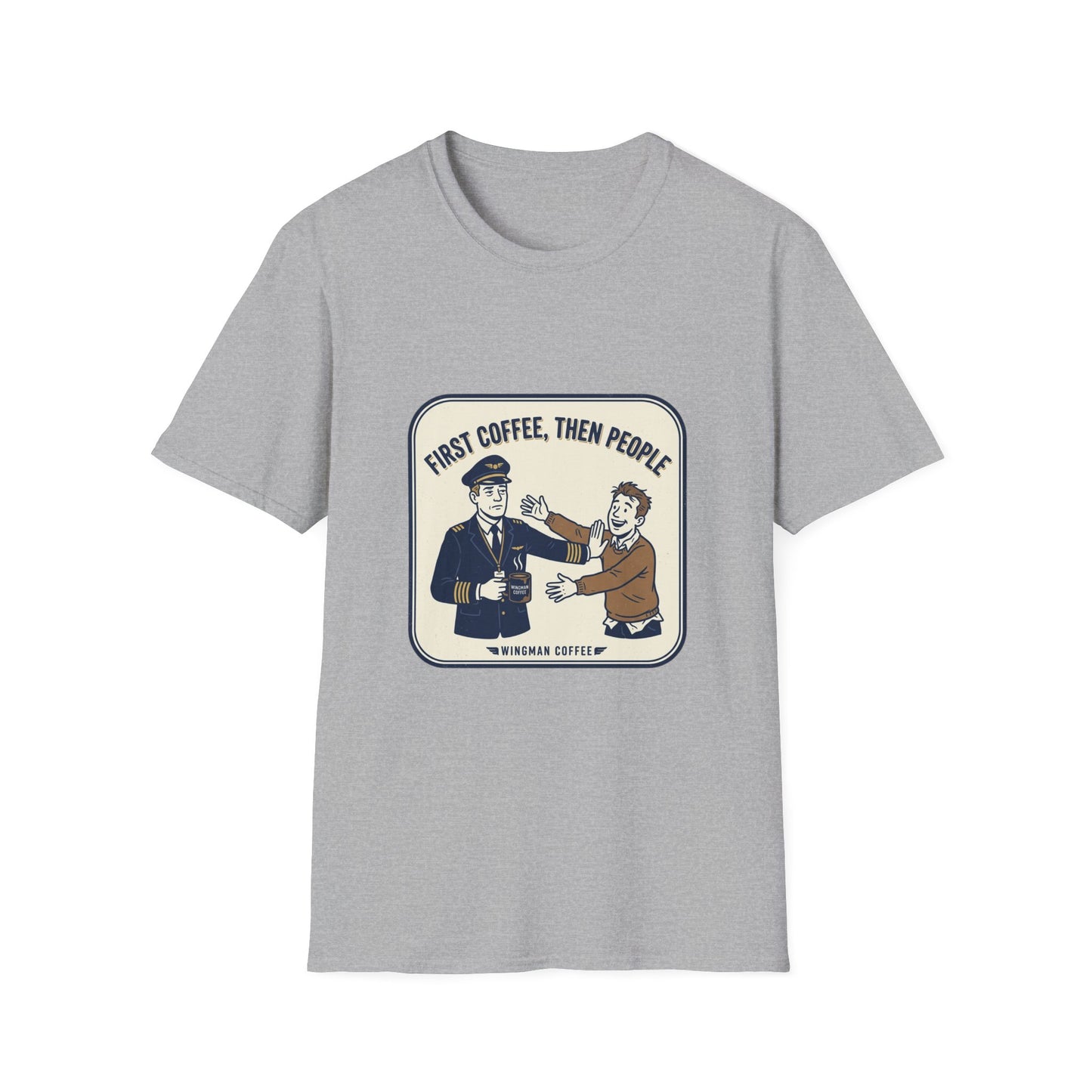 Coffee First T‑Shirt – “First Coffee, Then People” Vintage Coffee Lover Tee